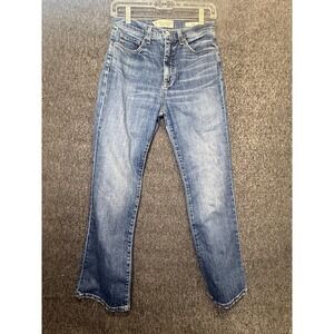 Nili Lotan Jeans Womens 27 Blue Medium Wash Mid Rise Boot Cut Distressed USA